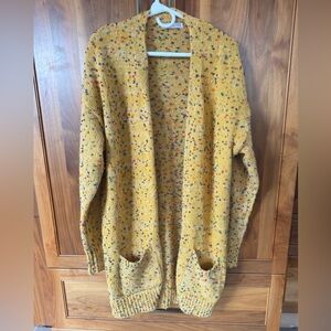 Cozy Yellow Speckled Cardigan